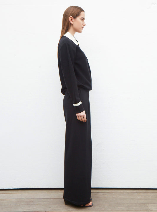 visual collar knit blouse