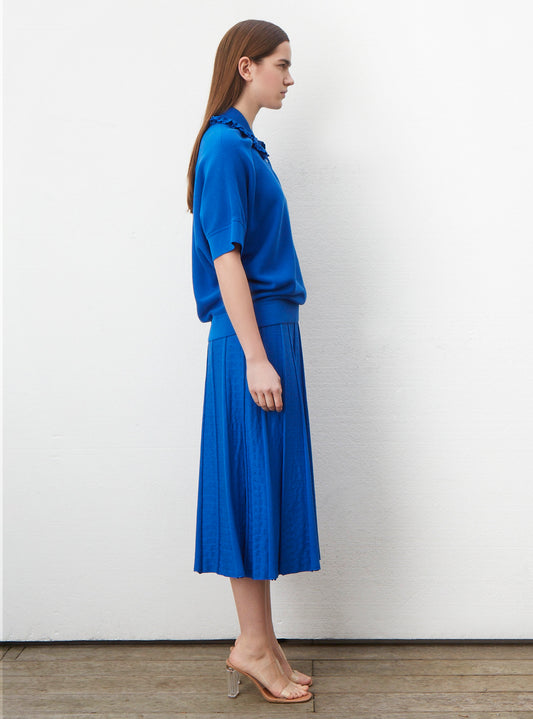 MOLLI PLEATED KNIT SKIRT WITH OPENWORK STITCH