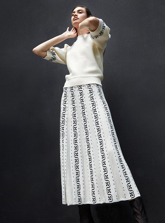 Pleated skirt with floral garland Molli