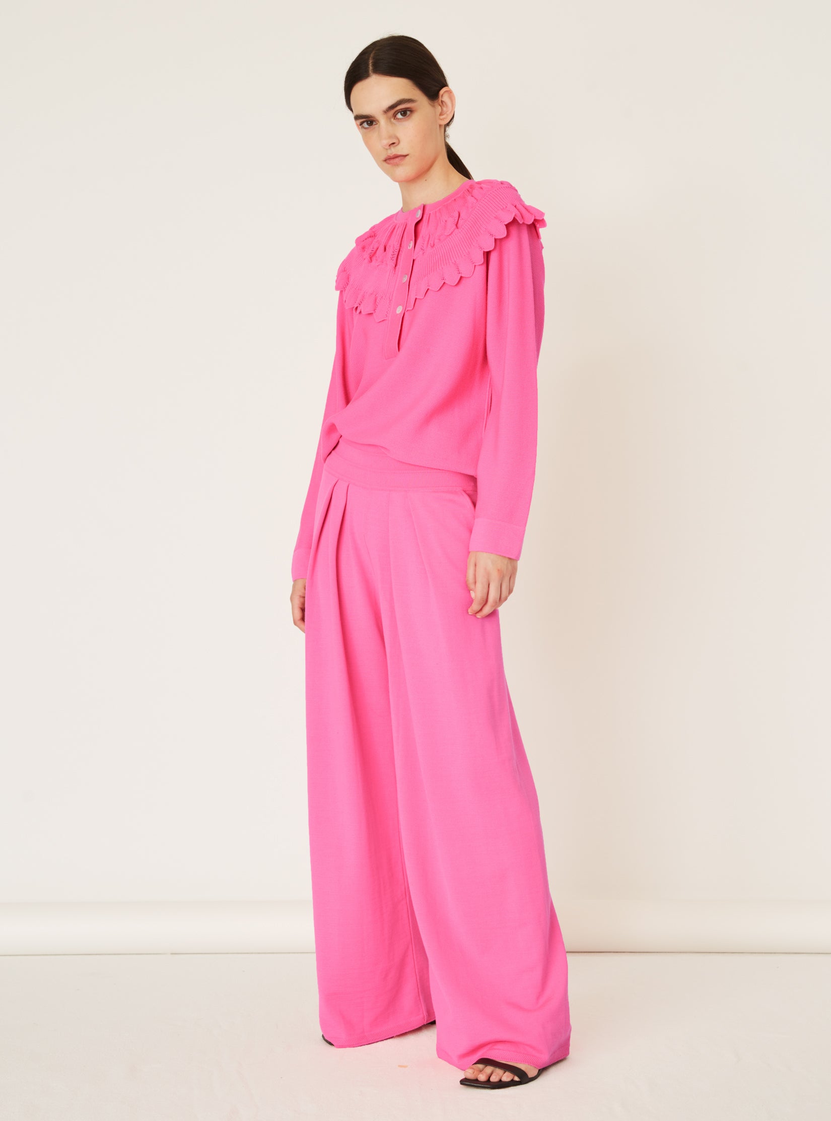 Pantalons de luxe femme - Pantalon fluide en maille